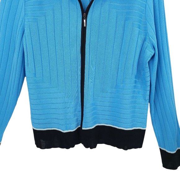 Ming Wang Twin Set Cardigan Tank Top READ Womens Size S Blue Full Zip Sweater - Picture 16 of 16